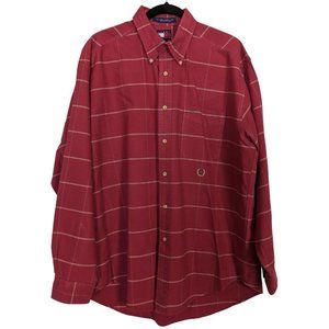 Vintage Tommy Hilfiger long sleeve plaid red‎ mens button down shirt size L
